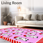 Christmas Snowmen Candy Cane Pink Rug