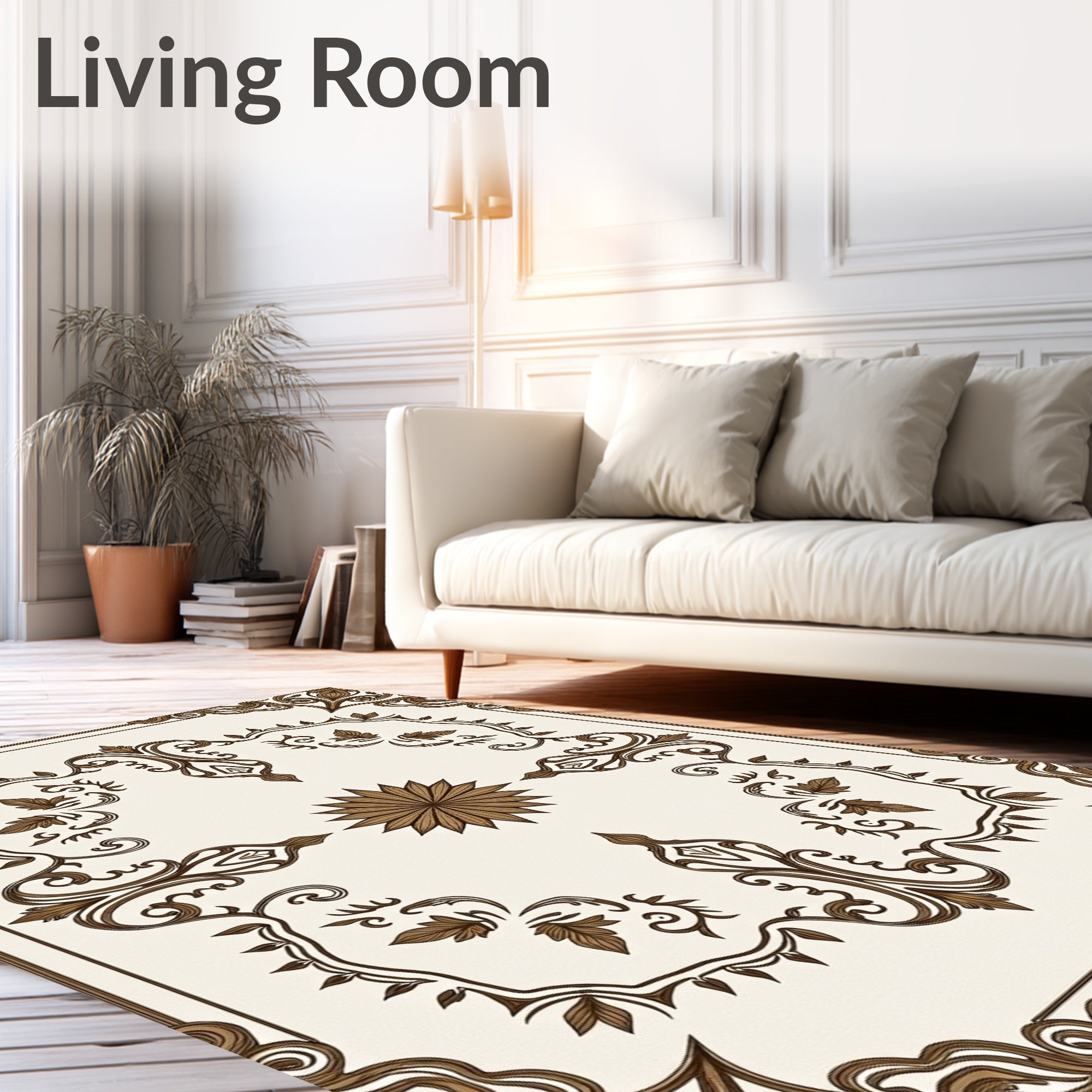 Vintage Scrollwork Floral Medallion Design Rug