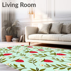 Strawberry Floral Branch Pattern Rug
