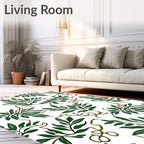 Lush Green Branch And Vine Pattern Rug
