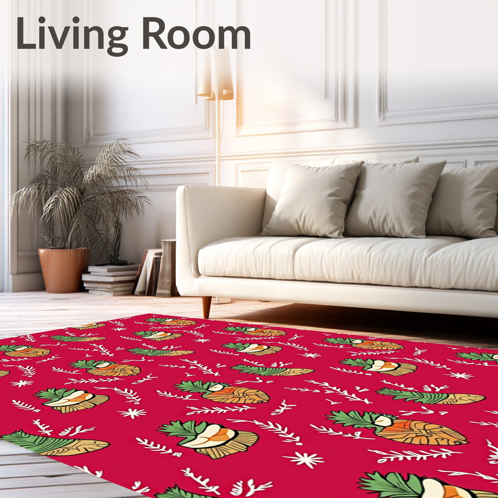 Whimsical Pineapple Fur Pattern Rug