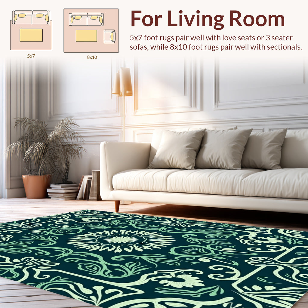 Art Nouveau Floral Swirl Pattern Rug