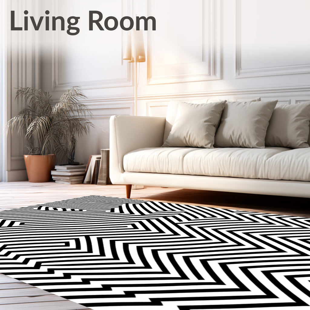 Optical Illusion Zigzag Stripe Pattern Rug