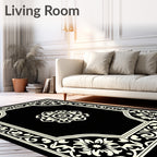 Classic Floral Scrollwork Frame Design Rug