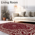 Intricate Burgundy Floral Design Rug