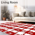 Bold Red White Checkered Loom Pattern Rug