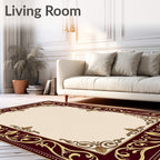 Ornate Floral Swirl Border Design Rug