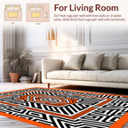Tribal Orange Geometric Maze Rug
