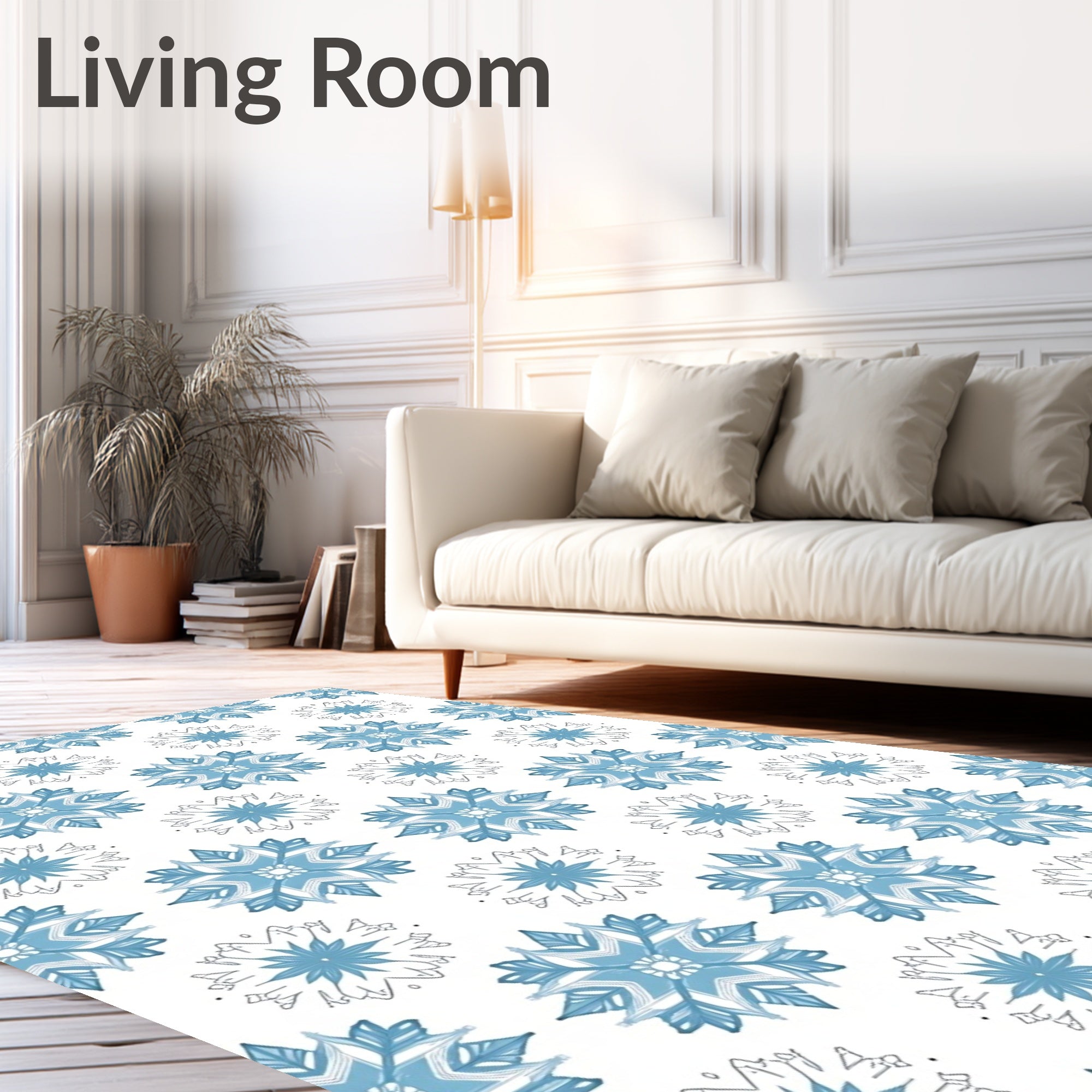 Light Blue Snowflake Mandala Arrangement Rug