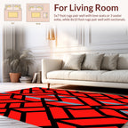 Modern Geometric Red Black Design Rug