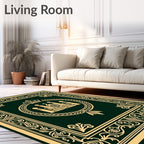 Ornate Golden Royal Emblem Border Rug