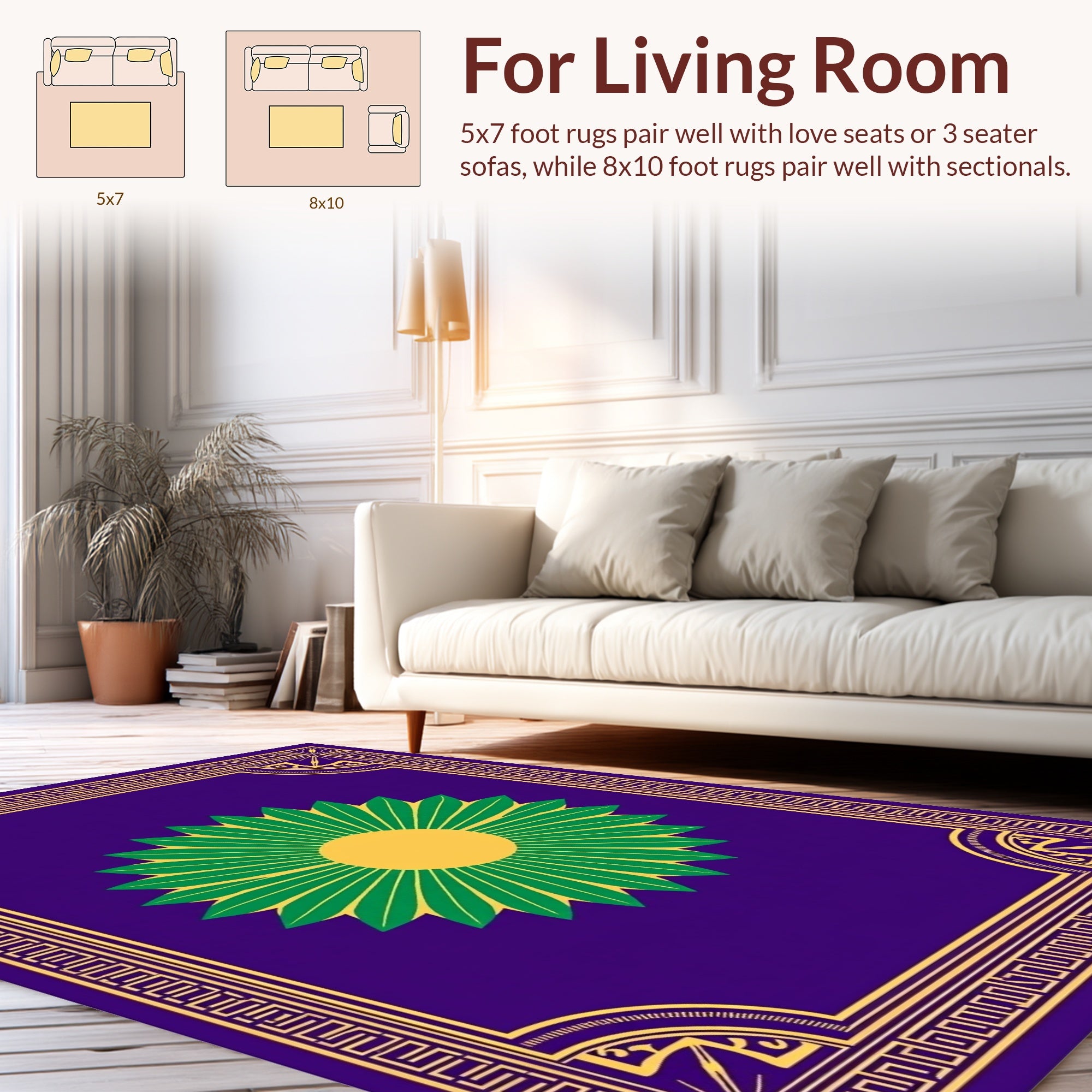 Purple Bold Floral Geometric Rug