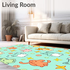 Cute Cats And Stars Pattern Rug