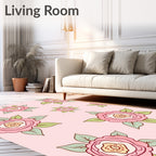 Pink Floral Garden Pattern Rug