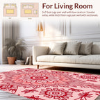 Intricate Red Floral Mandala Pattern Rug