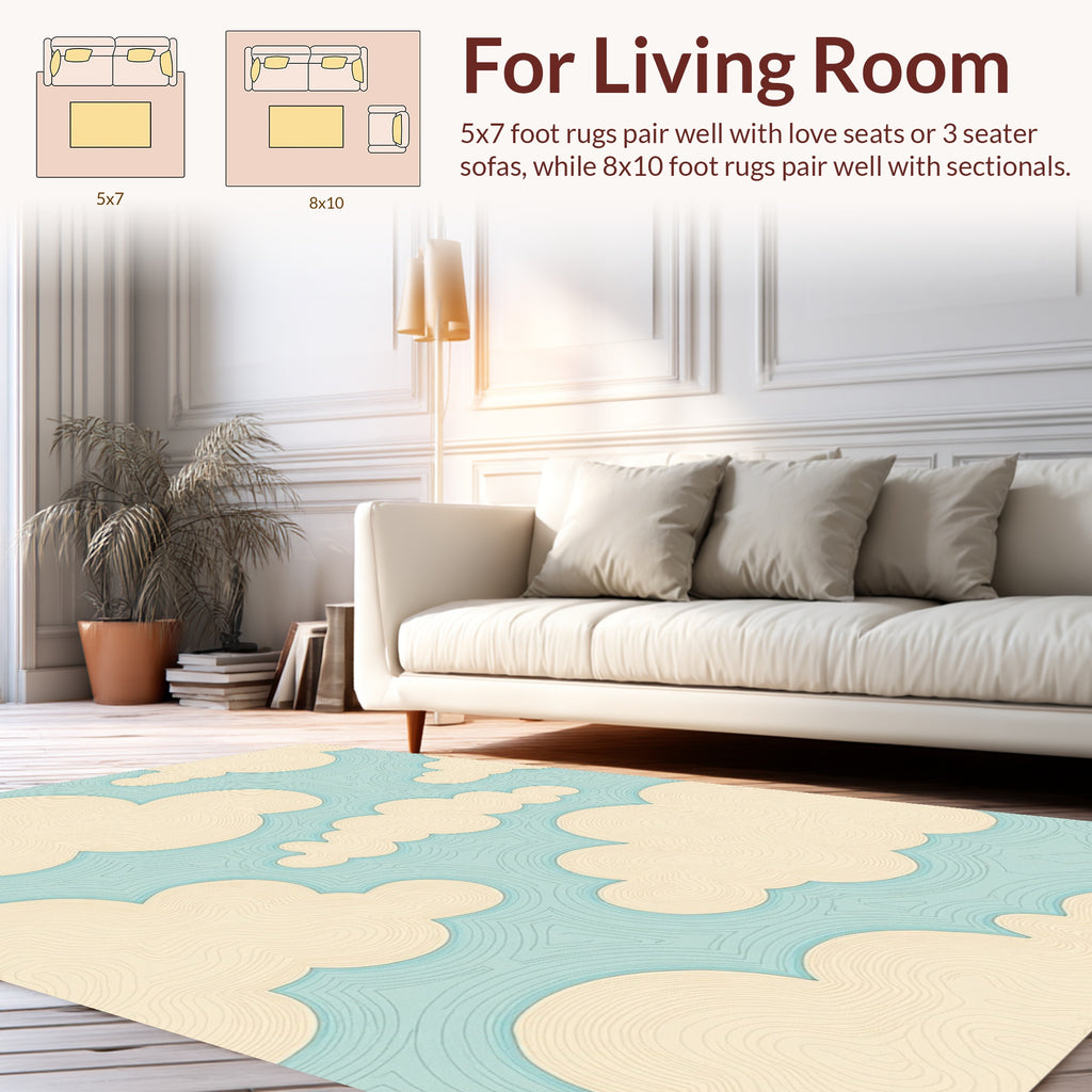 Whimsical Cloud Swirl Pattern Rug