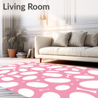 Playful Pink Abstract Organic Shapes Rug