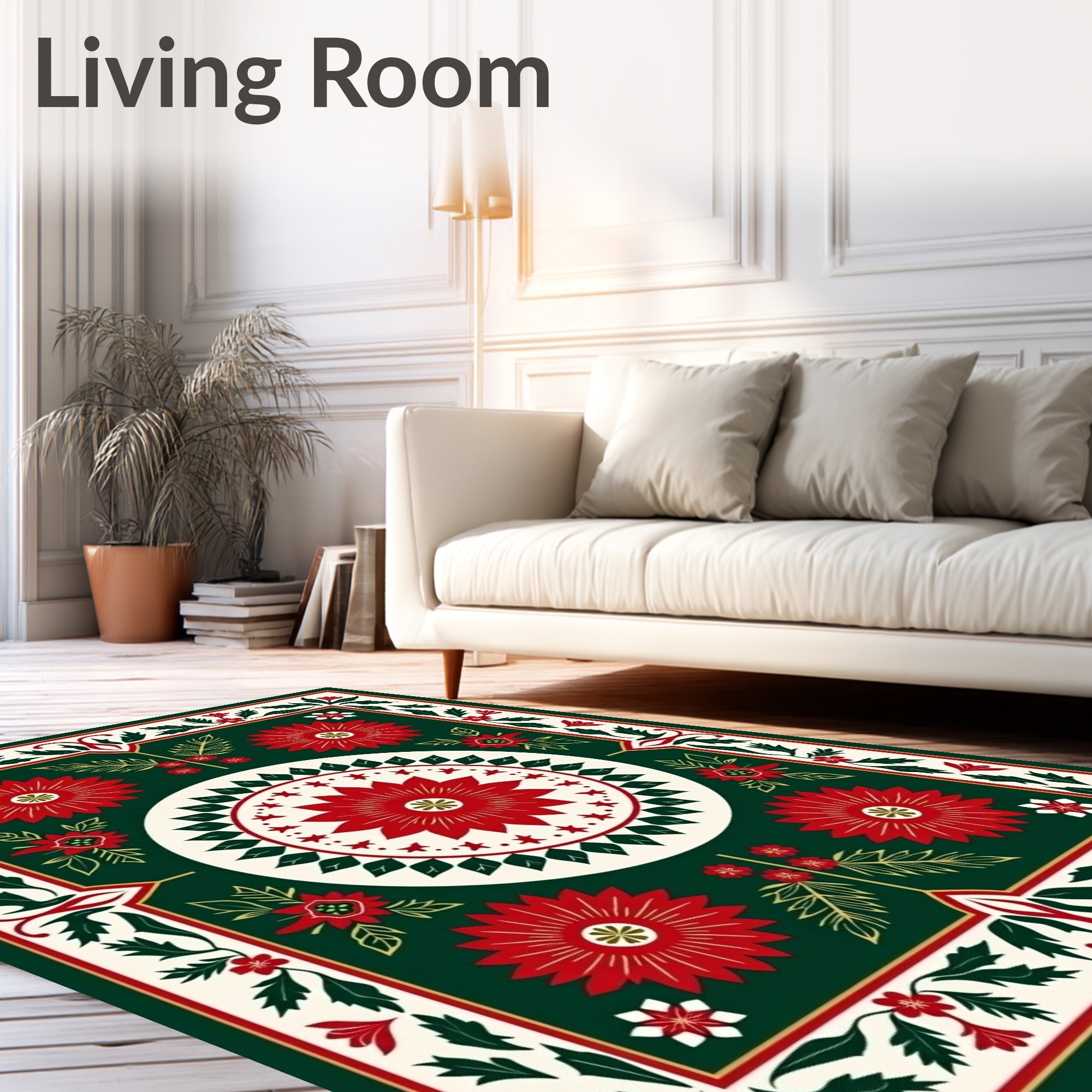 Floral Geometric Ethnic Pattern Rug