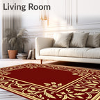 Elegant Red Gold Floral Border Rug