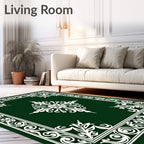Elegant White Floral Bordered Design Rug
