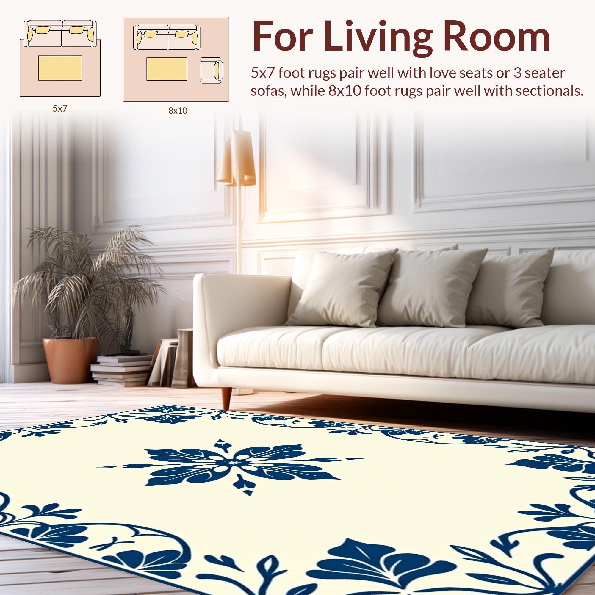 Classic Navy Floral Medallion Design Rug