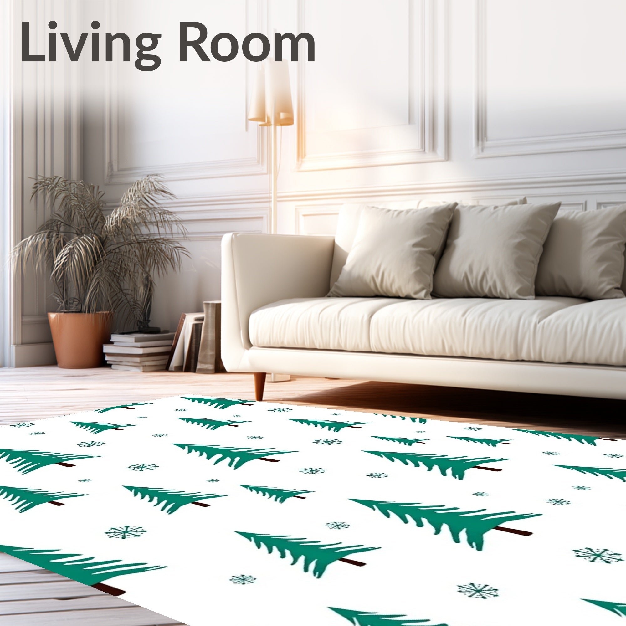 Teal Pine Tree Snowfall Repeat Rug