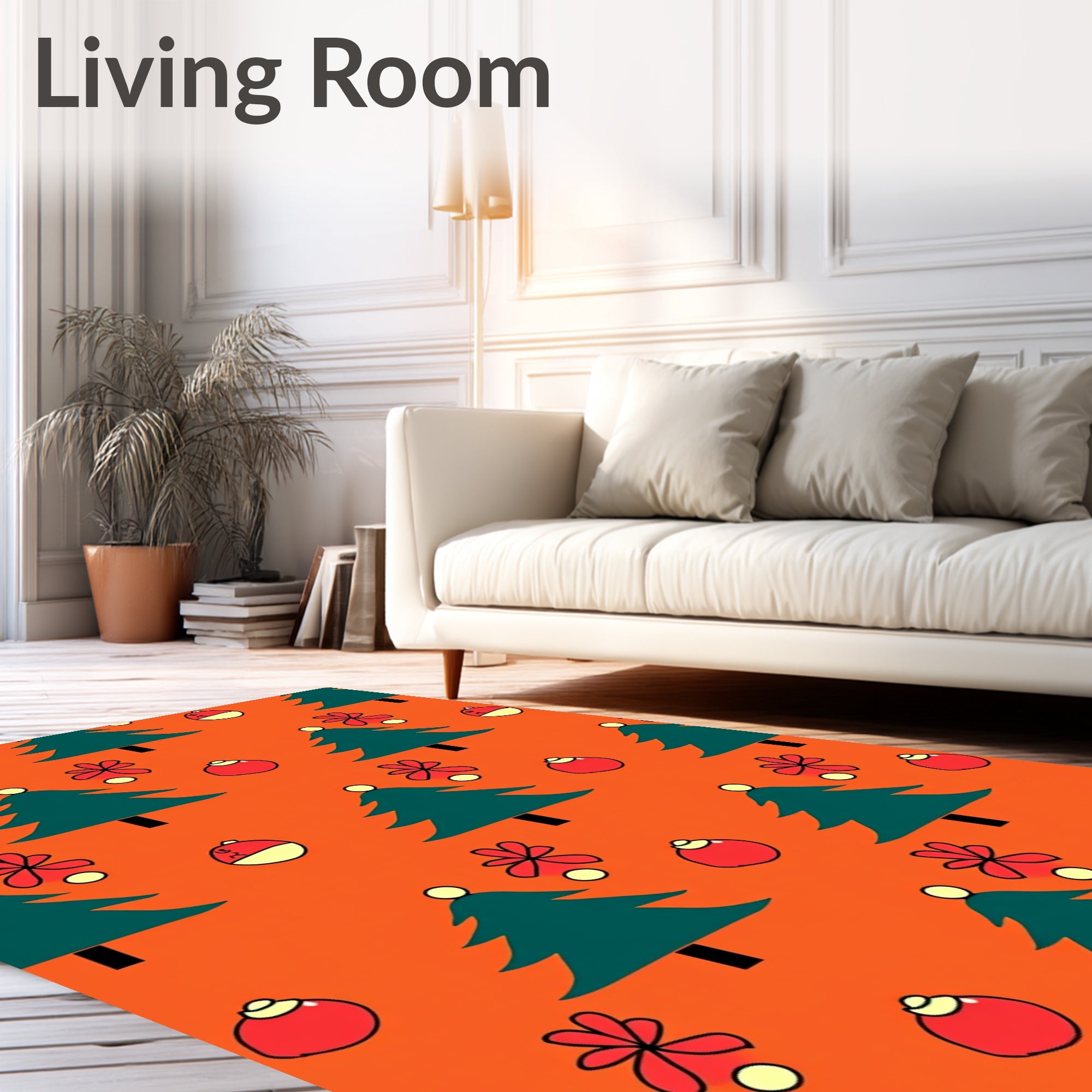 Festive Christmas Tree Ornament Design Rug