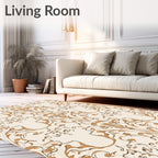 Gold Floral Scroll Pattern Rug