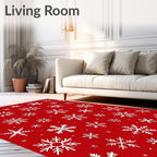 Winter Snowflake Pattern Red Rug