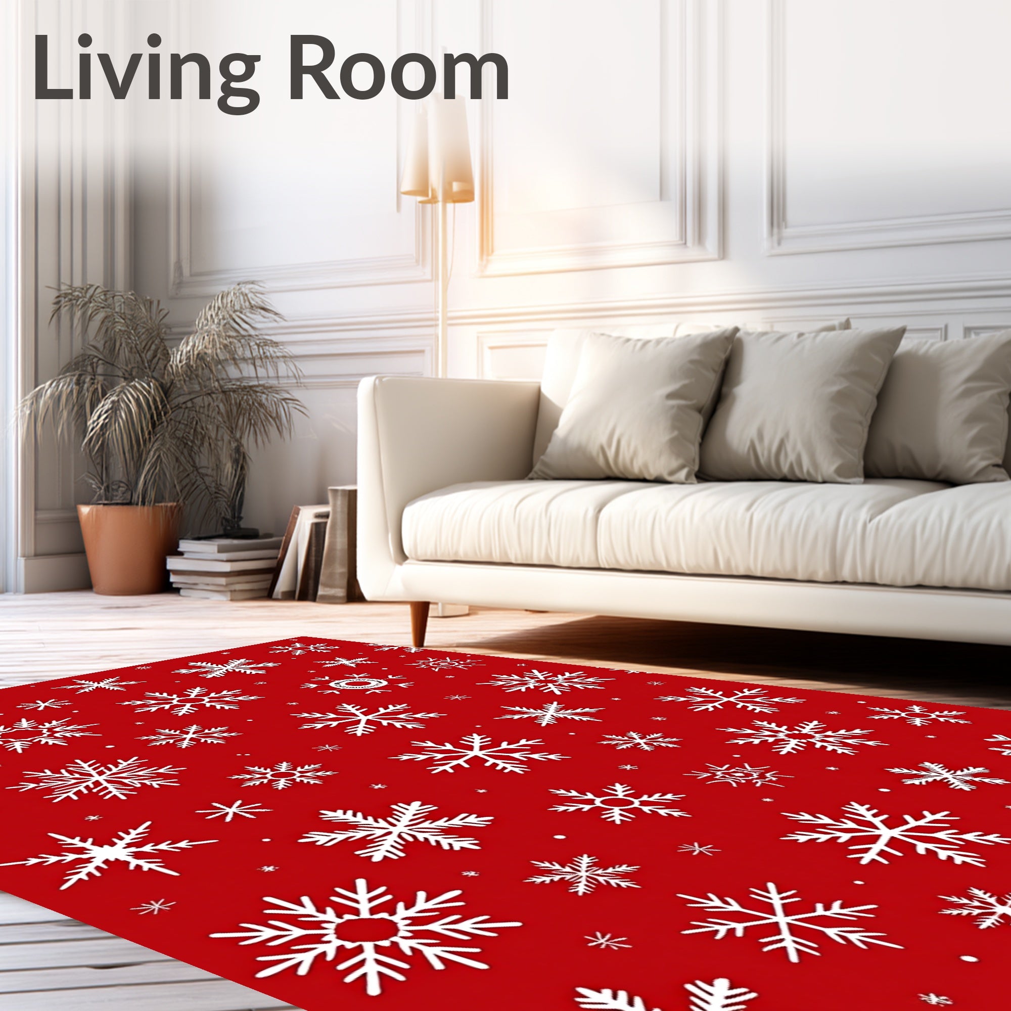 Winter Snowflake Pattern Red Rug