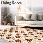 Whimsical Cartoon Houses Rabbits Pattern Rug