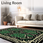 Art Nouveau Green Floral Scroll Rug