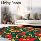 Vibrant Floral And Leaf Pattern Rug