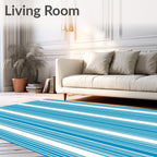 Teal Stripe Pattern Rug