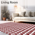Maroon Floral And Leaf Motif Pattern Rug