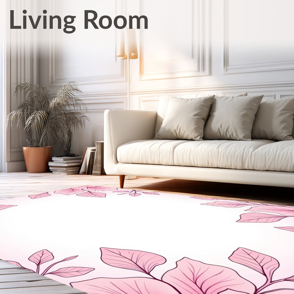 Delicate Pink Floral Vine Design Rug