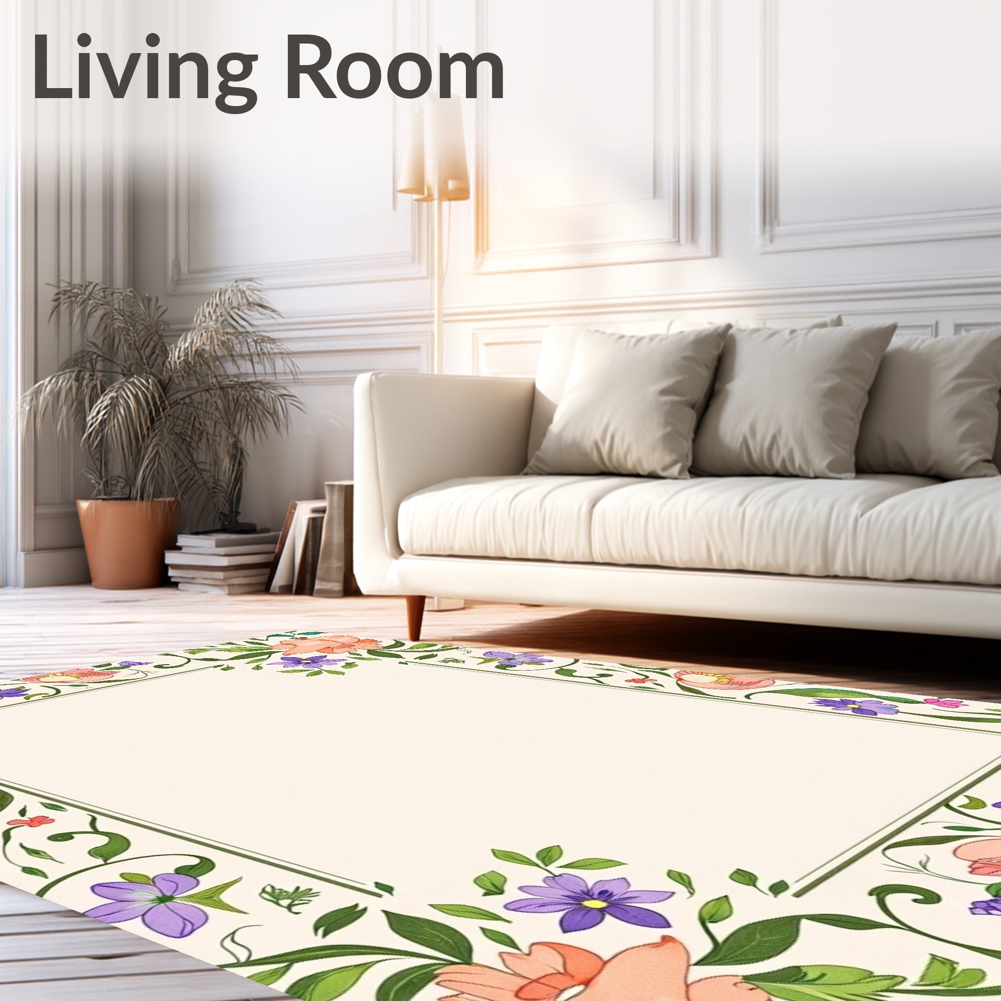 Vibrant Floral Swirl Botanical Accent Rug
