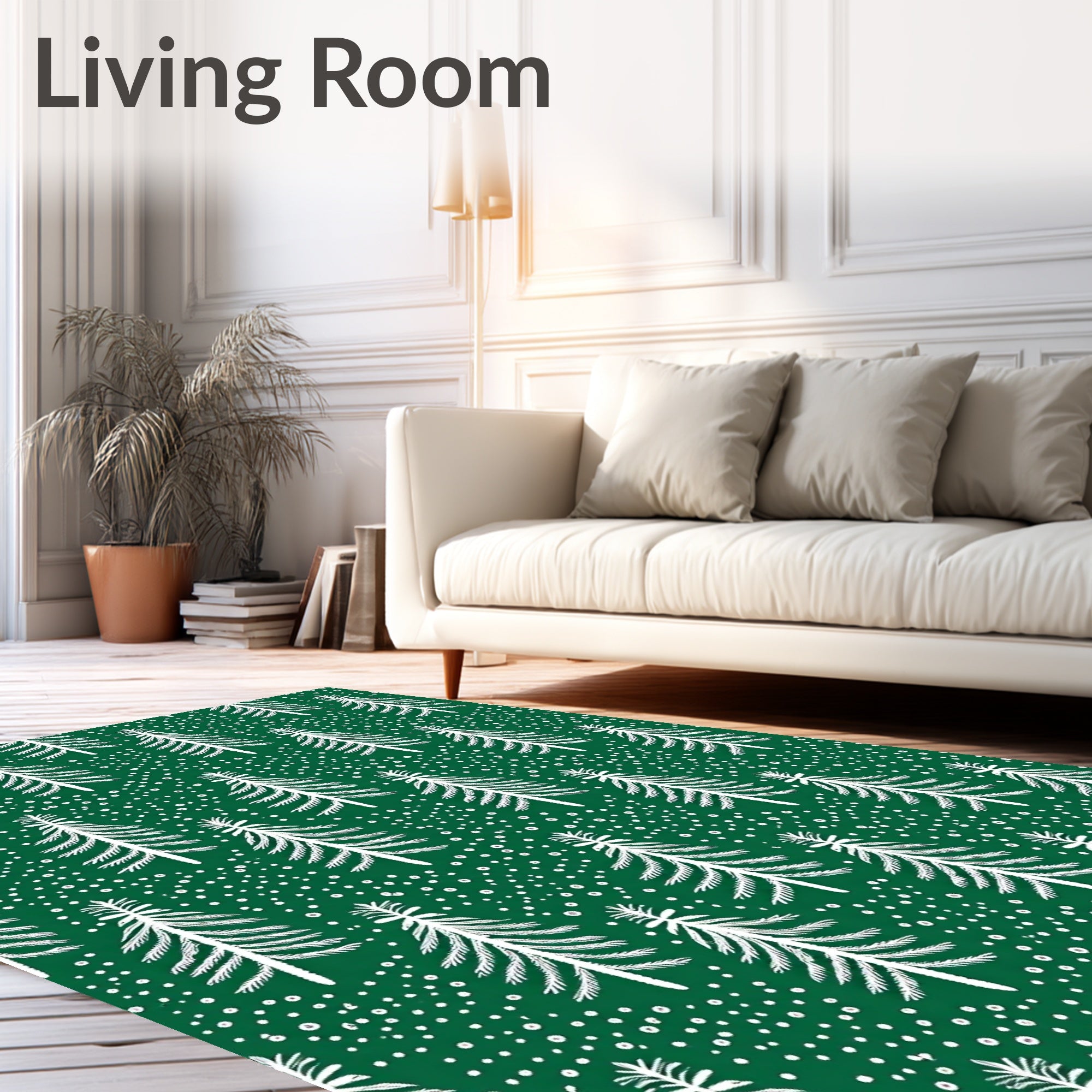 Forest Pine Snowfall Green Rug