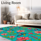 Vibrant Birds Floral Pattern Rug