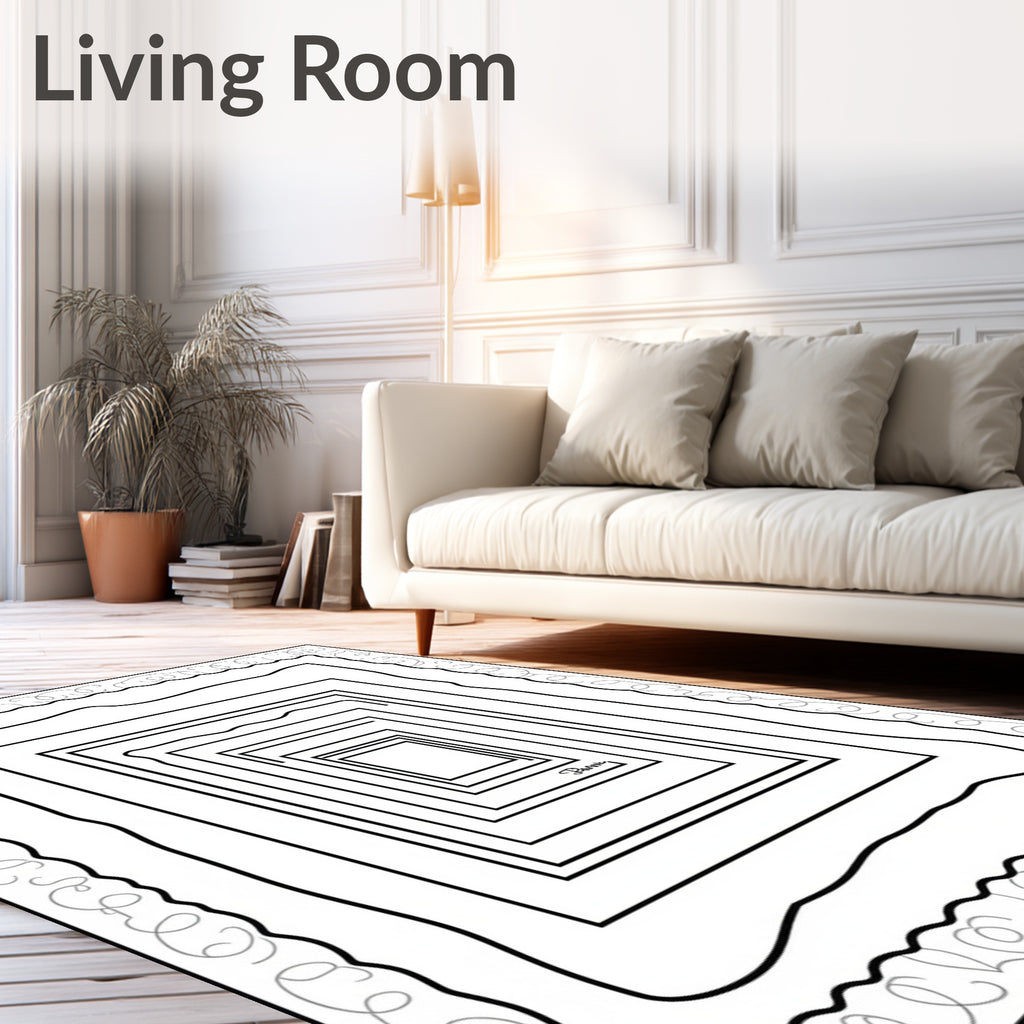 Concentric Square Layered Design Rug