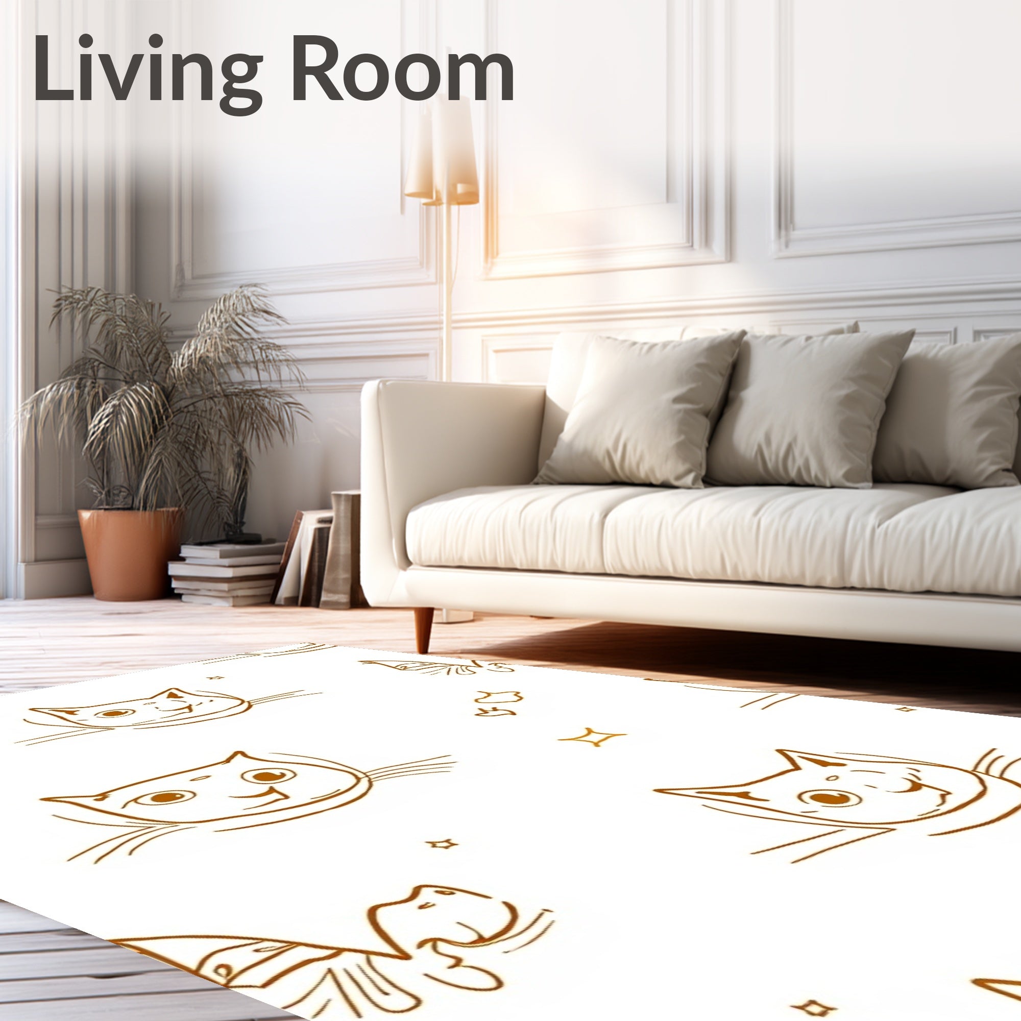 Whimsical Cat Astronaut Space Stars Pattern Rug