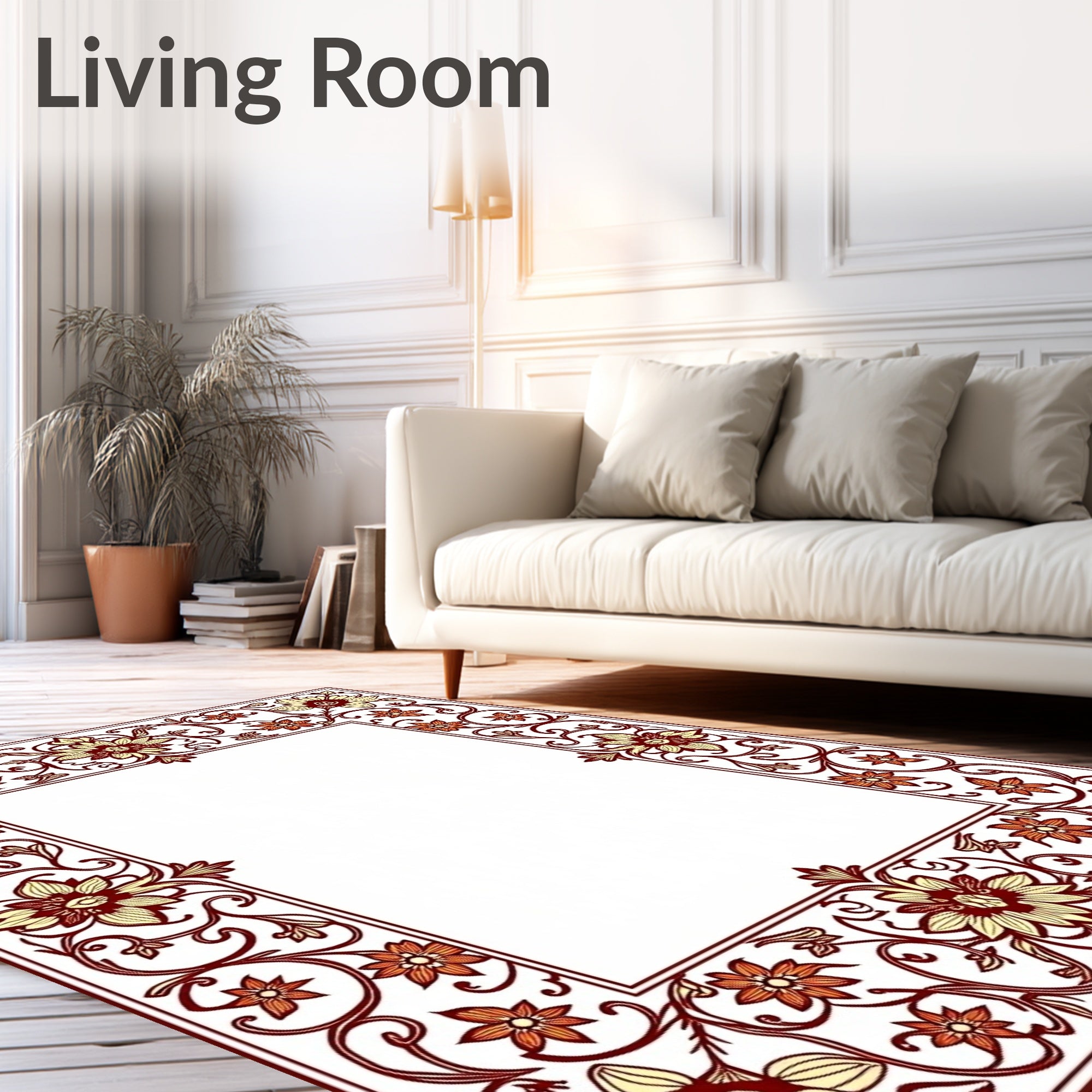Ornate Floral Scrollwork Design Rug