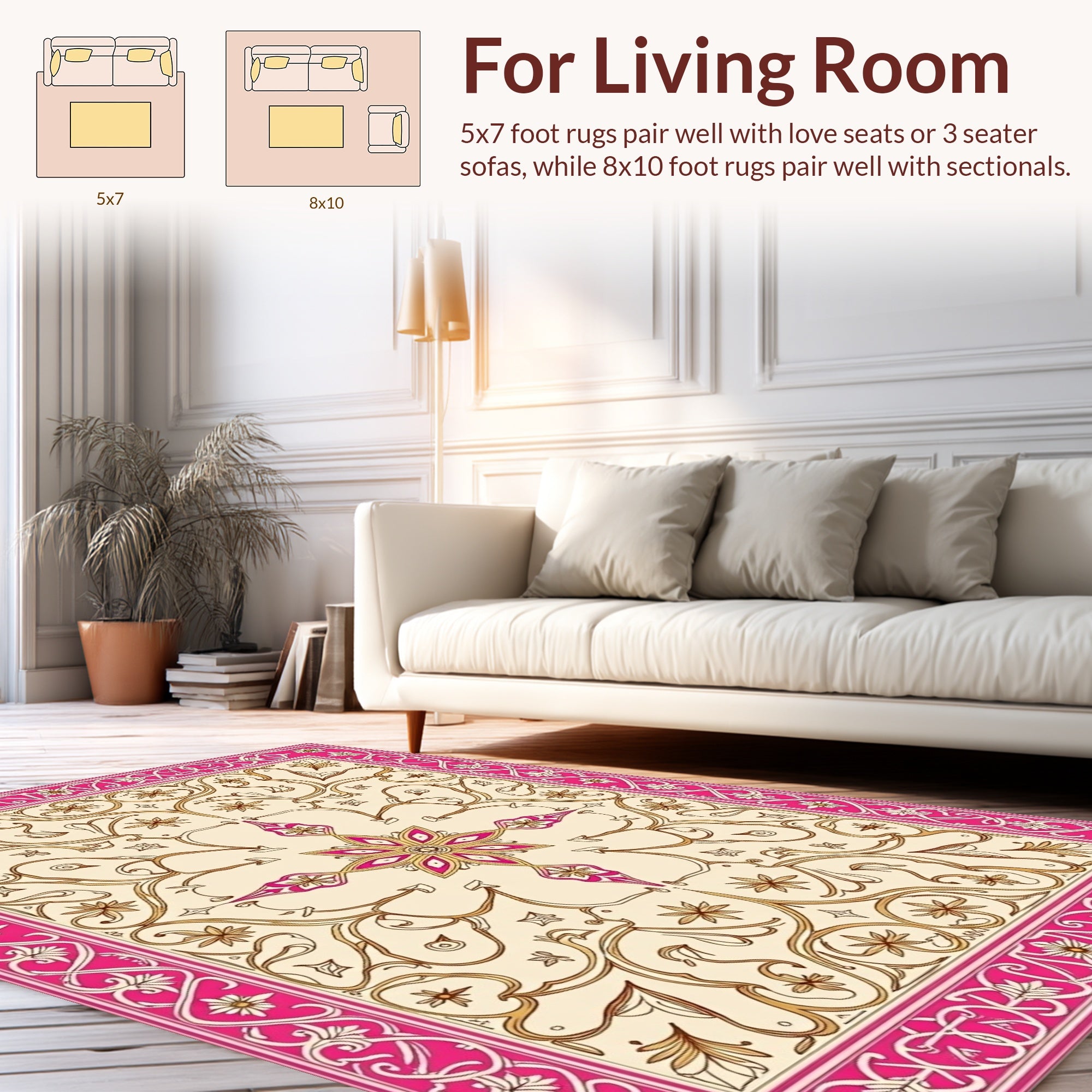 Ornate Floral Border With Center Medallion Rug