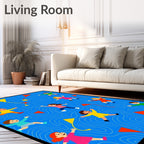 Kids Flying Kites Pattern Design Rug