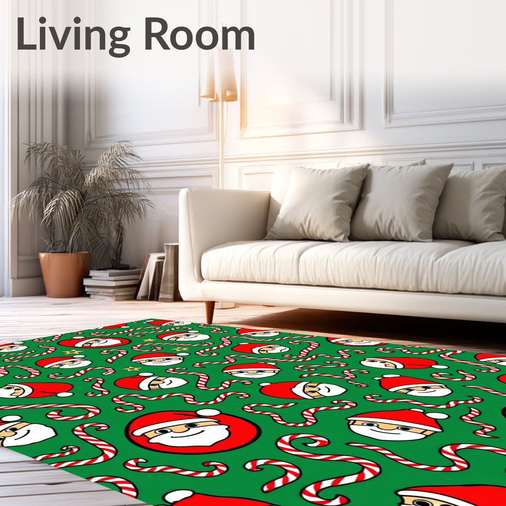 Jolly Santa Candy Cane Festive Rug