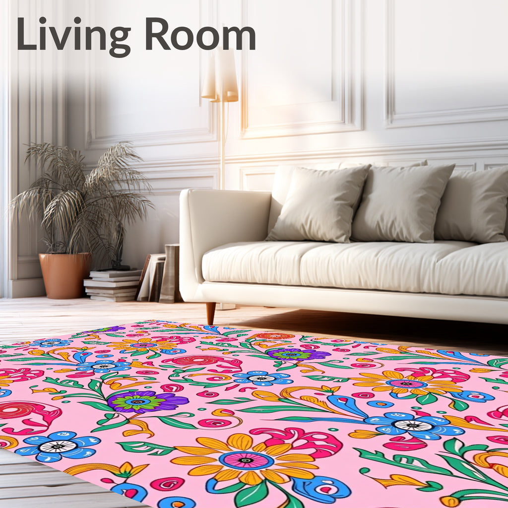Vibrant Floral Sketch Pattern Rug