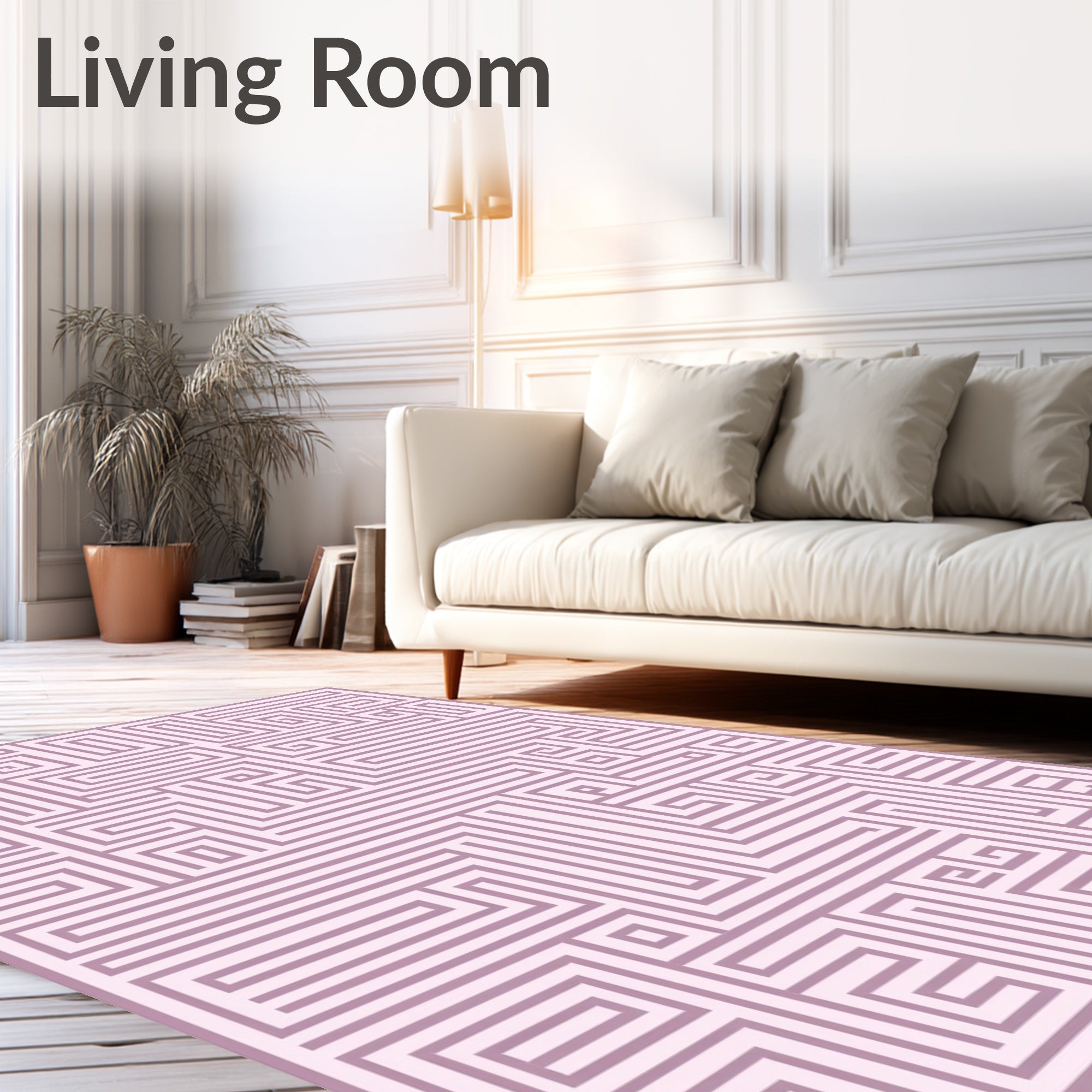Mauve Geometric Maze Pattern Design Rug