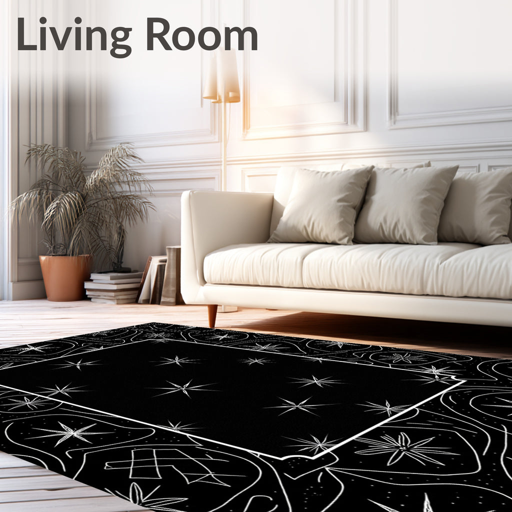 Abstract Starburst Wavy Lines Design Rug