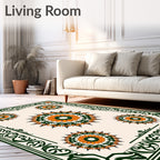 Orange Green Mandala Border Rug