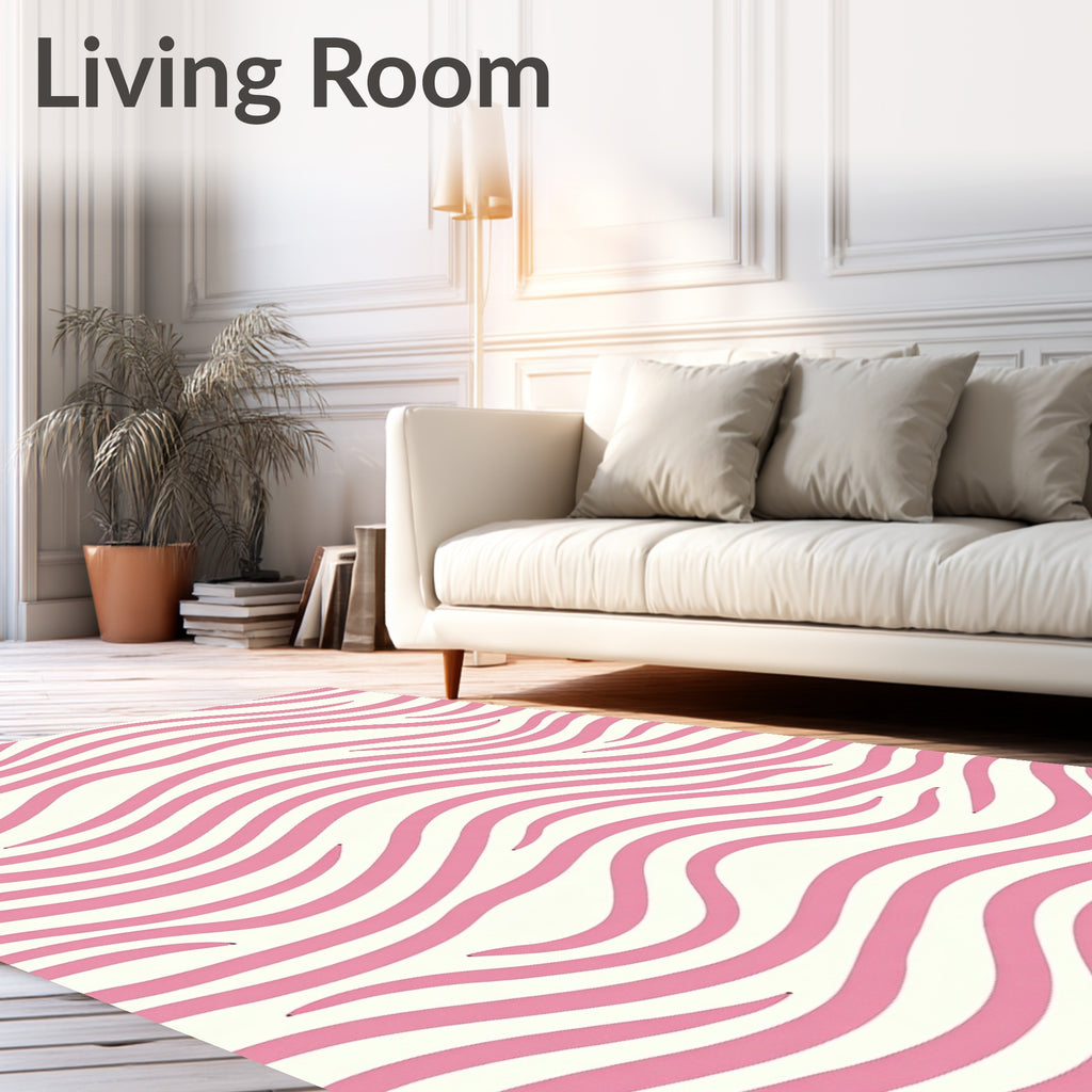 Pink Wave Pattern Abstract Design Rug